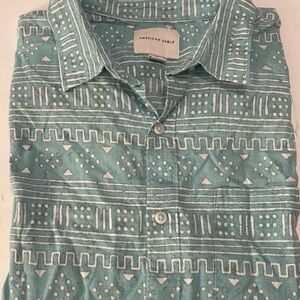 American Eagle Outfitters Turquoise Geometric Men's Shirt